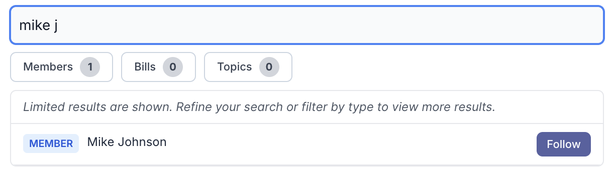 PolicyStream favorites search results