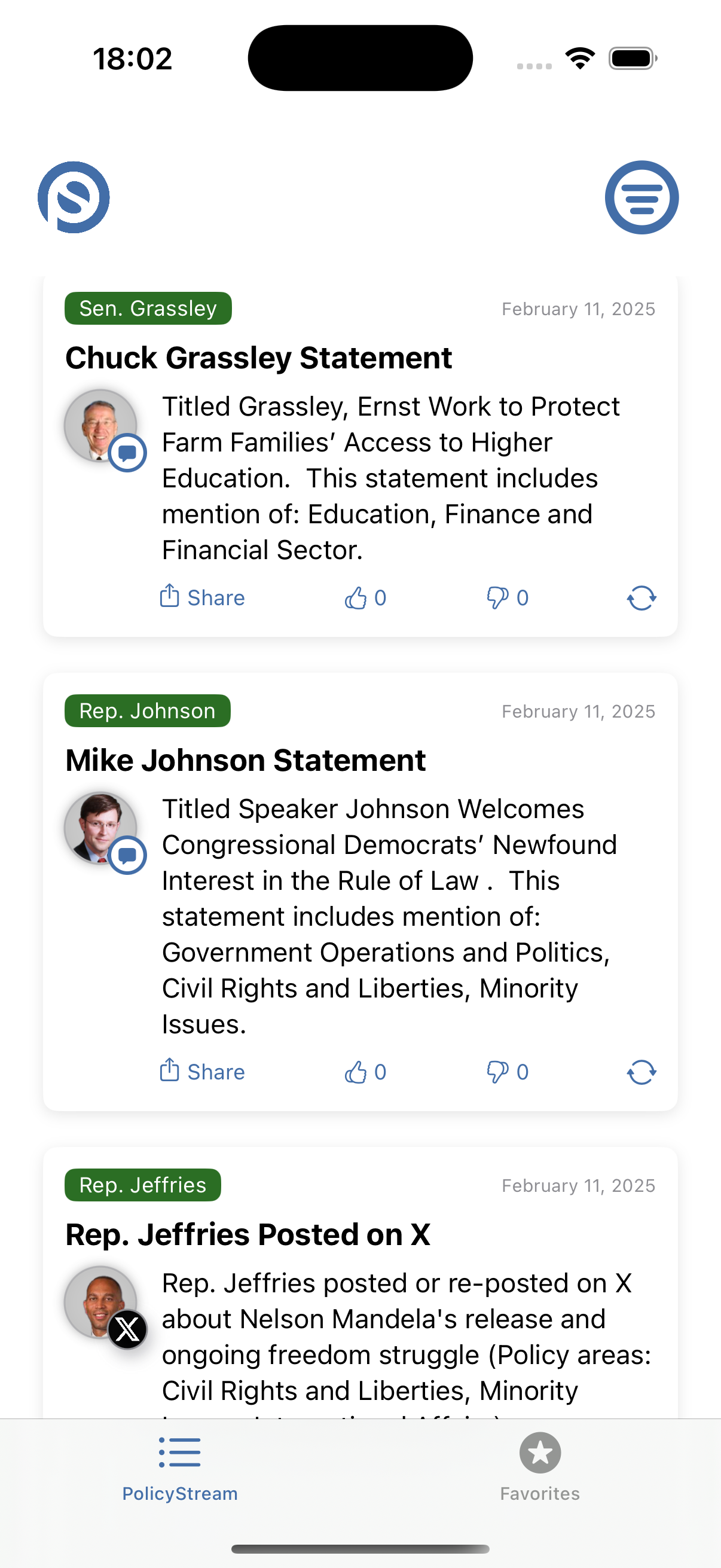 Policy Stream App View 1