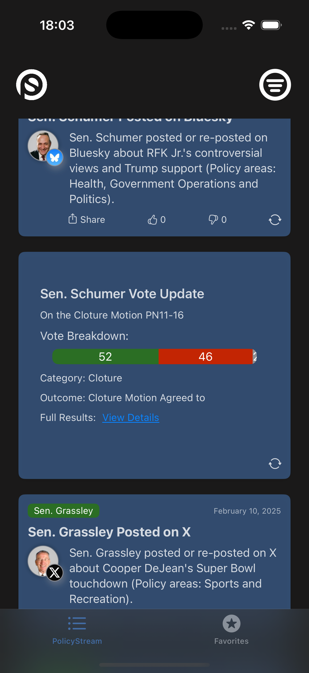 Policy Stream App View 2